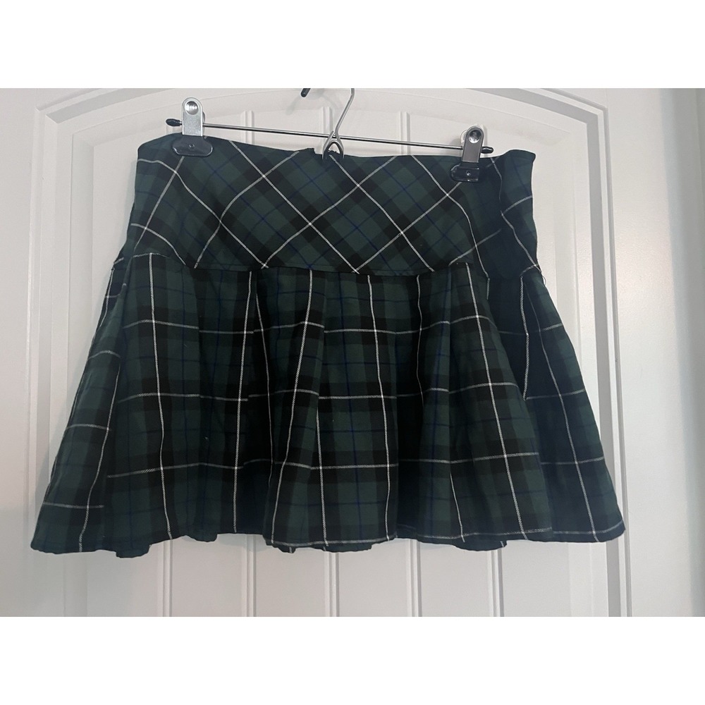 Hot Topic Green Plaid Skirt School Girl Punk XL Goth Grunge Tartan 489
